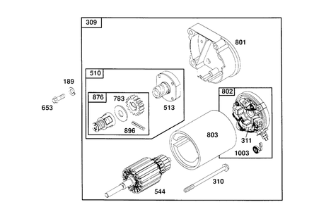 Electric Starter Diagram and Parts List for 404707-1209-XX  Briggs and Stratton Engine